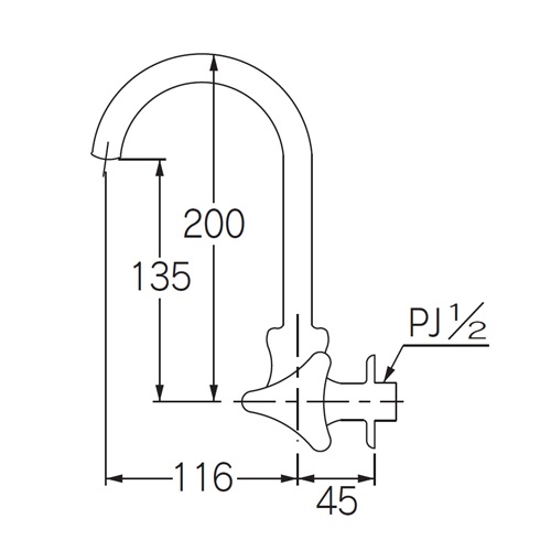 PJ 1/2インチ 横型スワン水栓【EA468BJ-4】