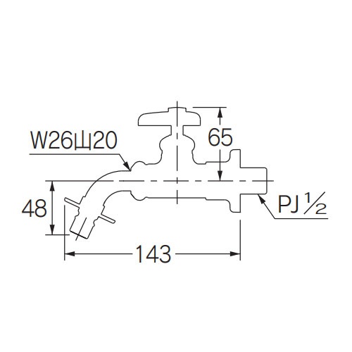 PJ 1/2インチ 洗濯機水栓(送り座付/寒冷地兼用)【EA468CJ-8】