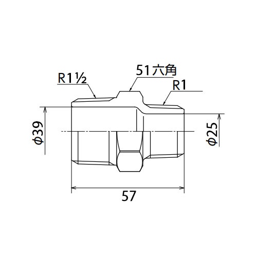 R1・1/2インチ x R 1インチ 異径ニップル(ステンレス製)【EA469AW-15AA】