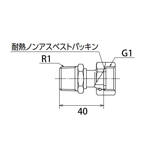 R 1インチ xG1インチ ナット付アダプター(ステンレス製)【EA469AZ-10】