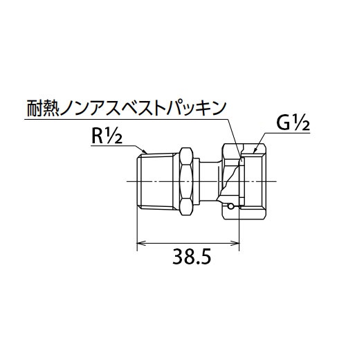 R1/2インチ xG1/2インチ ナット付アダプター(ステンレス製)【EA469AZ-4】