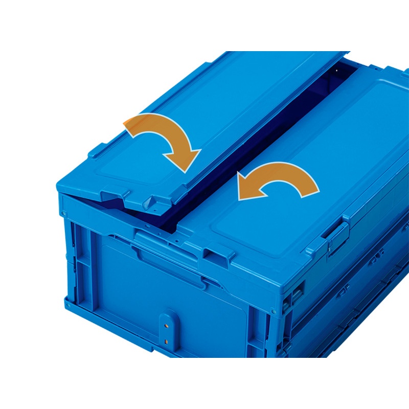 530×366×340mm/49.8L 折畳コンテナ(ロック付・青)【EA506AA-77】