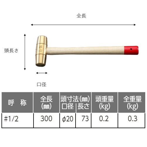20mmx300g 真鍮ハンマー【EA575WV-71】