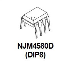 2回路 オーディオ用オペアンプ 18V 8ピンDIP【NJM4580DD】