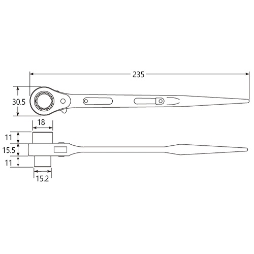11x13mm/235mm 両口ラチェットレンチ(シノ付)【EA602AJ-4】