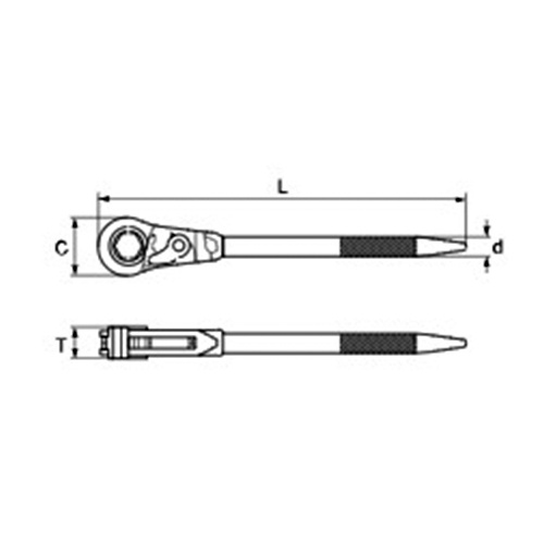 50mm/645mm 片口ラチェットレンチ【EA602AP-50】