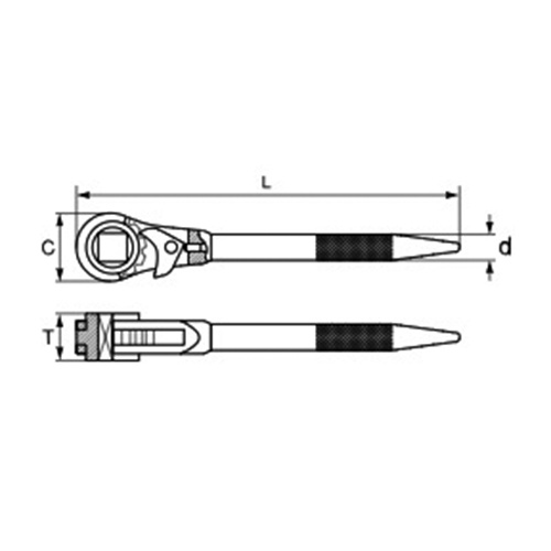 24mm/500mm 四角ラチェットレンチ【EA602AR-24】