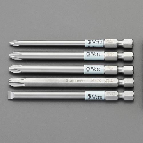 5本組[+-]ビットセット(ステンレス製) EA611BS-100A エスコ製｜電子 ステンレス製 ビット