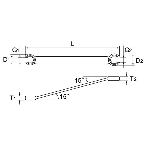 8x10mm/154mm フレアナットレンチ(15゜)【EA614AC-1】
