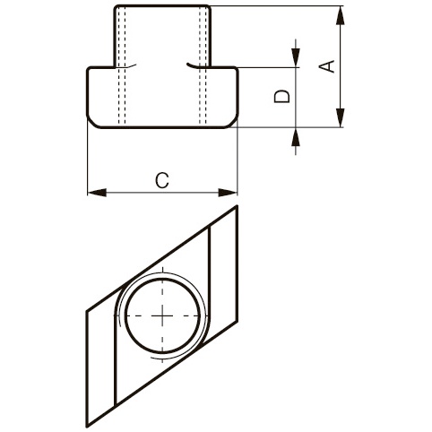 M8/呼10 菱形Tスロットナット【EA637FS-10】