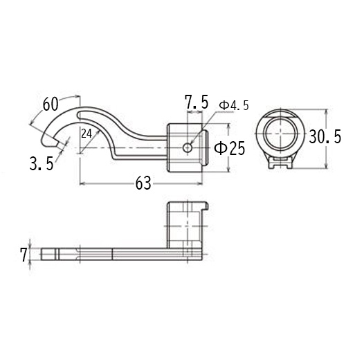 45-52mm フックヘッド(φ15mm接続用)【EA723WG-63】