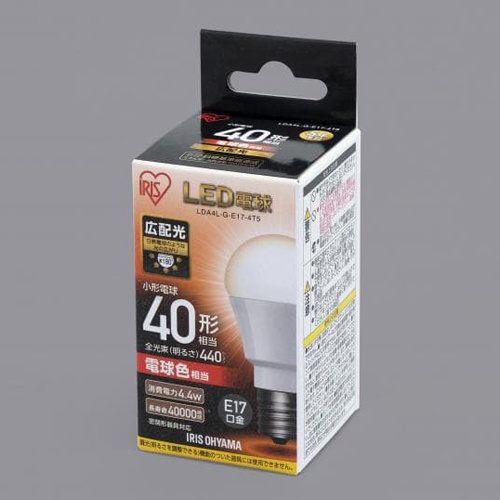AC100V/4.4W/E17 電球/LED(電球色/広配光)【EA758XP-132】