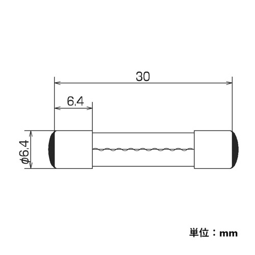 125Vx2.0A/φ6.4mm 管ヒューズ(セミタイムラグ型/3本)【EA758ZY-302】