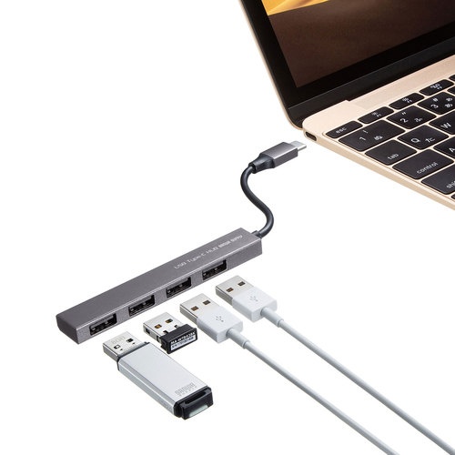 [4ポート]USB2.0ハブ(Type-C)【EA764AD-47】