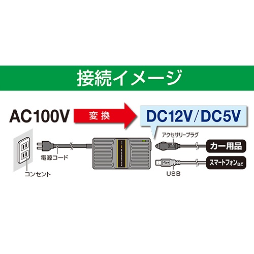 AC100V→DC12V・DC 5V ポータブル電源【EA812HB-11】