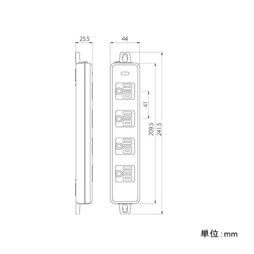 AC125V/15Ax 1m タップ(4口・接地・マグネット付)【EA815GL-301】