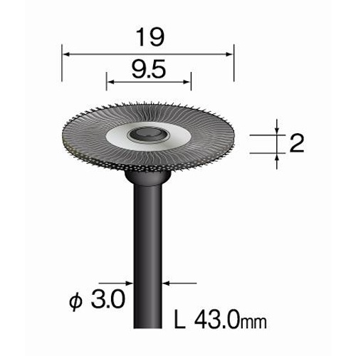 19mm/3mm軸 軸付ブラシ(ステンレス製)【EA819AJ-131】