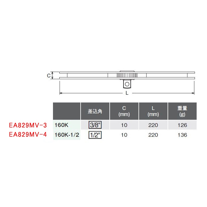 1/2’’DR T形ラチェットハンドル【EA829MV-4】