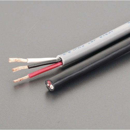 300V/12A/20m ビニールキャブタイヤケーブル(3芯/灰)【EA940AG-17】