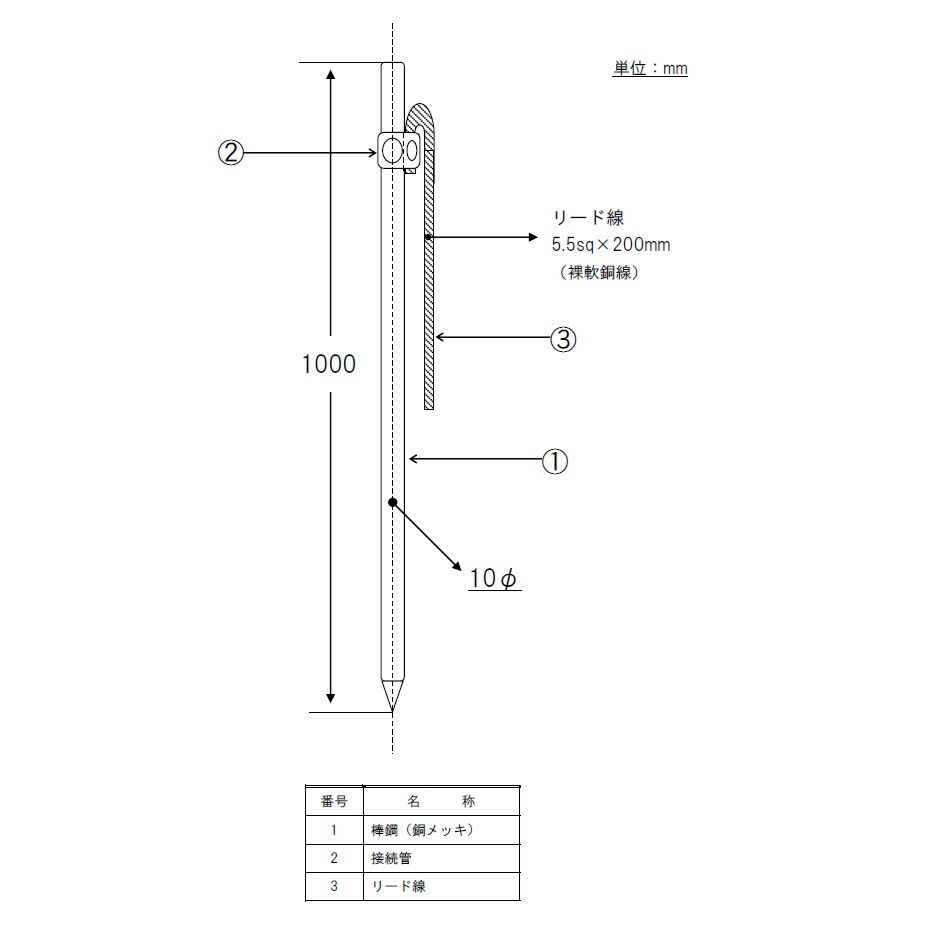 φ10×1000mm アース棒(丸型)【EA940AS-42】