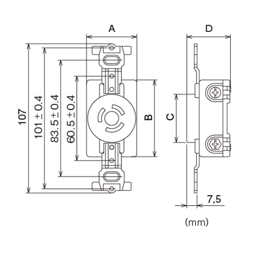 250V/20A[接地付]埋込コンセント(3P)【EA940CL-17】
