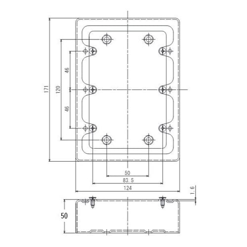 124x171x50mm 露出スイッチボックス(ハブ無/3個用)【EA940CS-20】