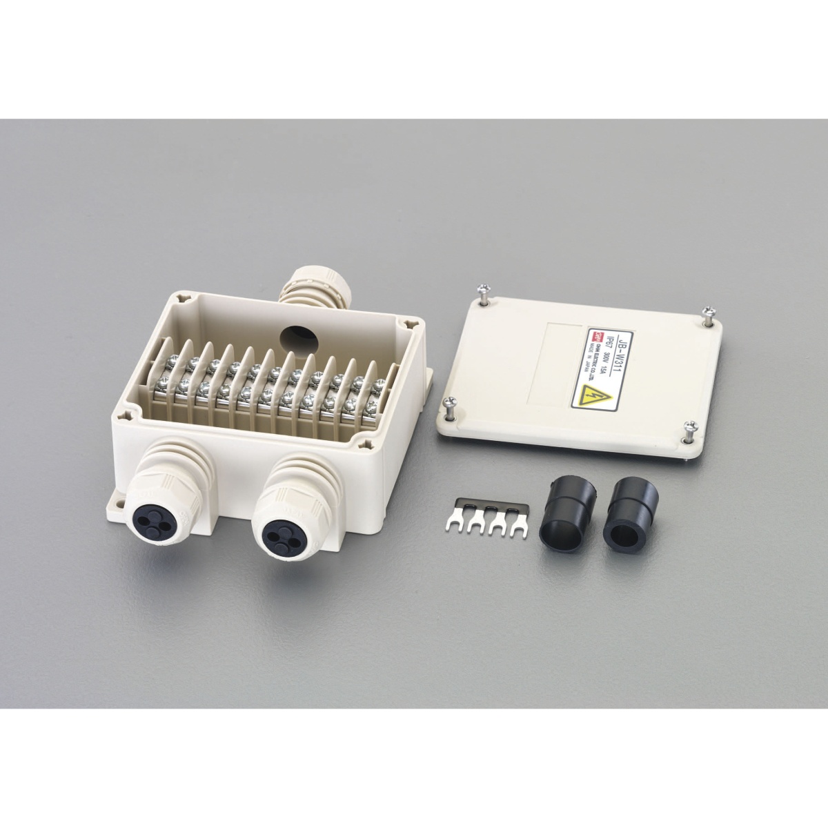 11極(300V/15A)端子台付中継ボックス(ベージュ)【EA940CY-11J】