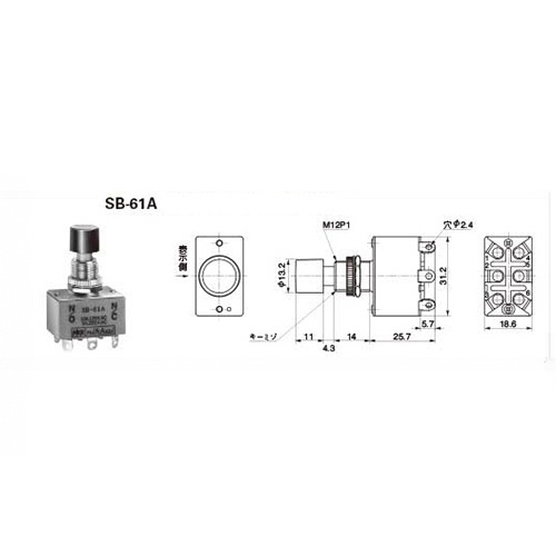 125V/3A 押しボタンスイッチ(2極双投/小型)【EA940DA-112】