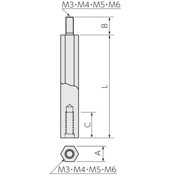 M 6/10mm/100mm 六角支柱【EA940DR-141】