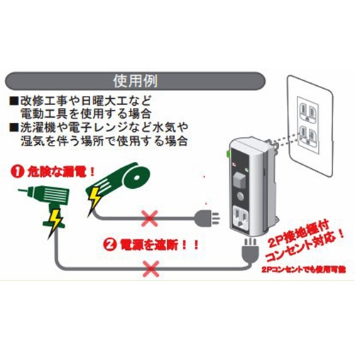 AC100V/15A 漏電遮断コンセント【EA940MF-2】
