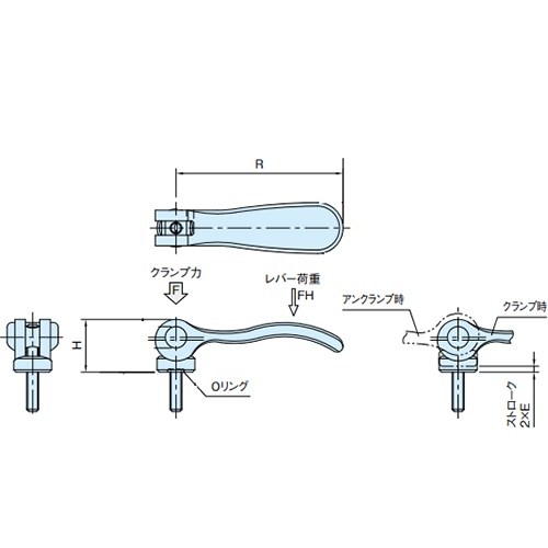 M3×10mm 雄ねじカムレバー(固定式)【EA948CH-201】