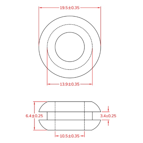 13.9mm グロメット(100個)【EA948HH-113】
