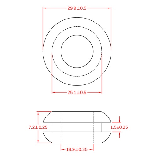 25.1mm グロメット(100個)【EA948HH-125】