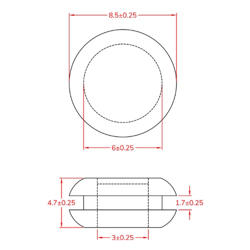 6mm 膜付グロメット(100個)【EA948HH-206】