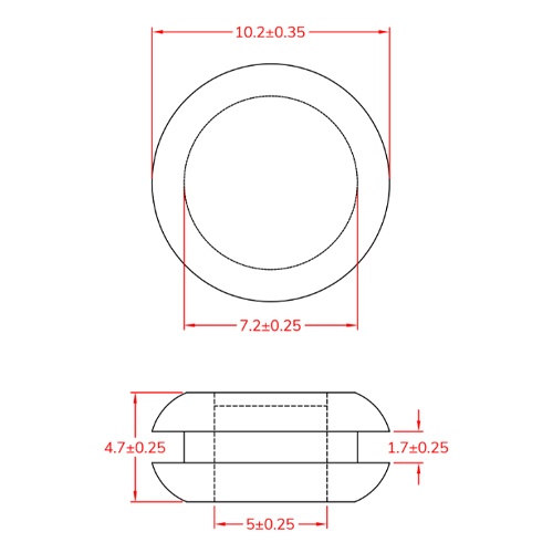 7.2mm 膜付グロメット(100個)【EA948HH-207】