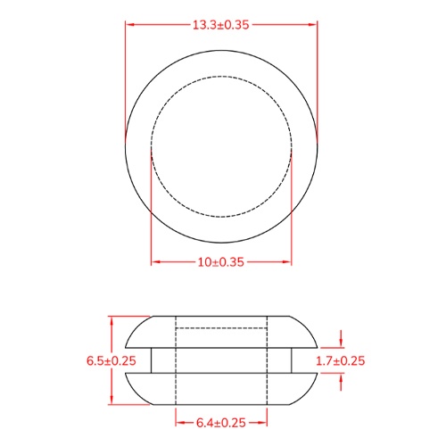 10.0mm 膜付グロメット(100個)【EA948HH-210】