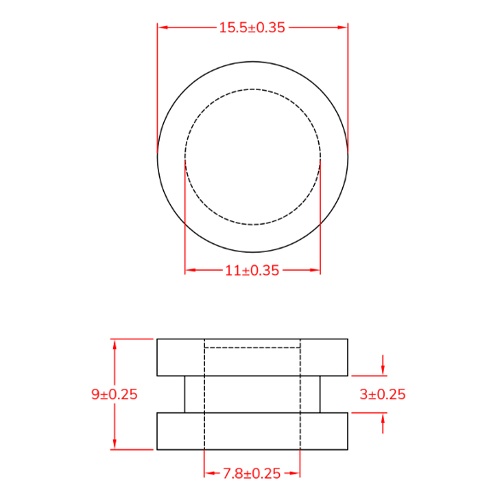 11.0mm 膜付グロメット(100個)【EA948HH-211】