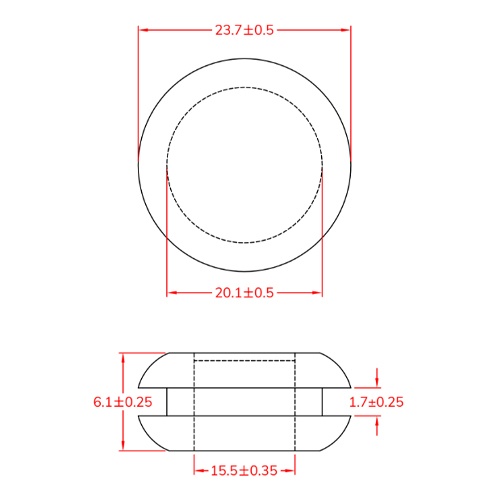 20.1mm 膜付グロメット(100個)【EA948HH-220】