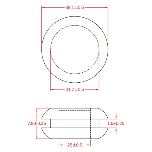 31.7mm 膜付グロメット(100個)【EA948HH-231】
