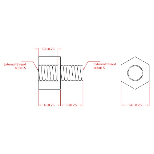 M3x 6.0mm 六角雄ねじスペーサ(ナイロン/10個)【EA949XA-25】