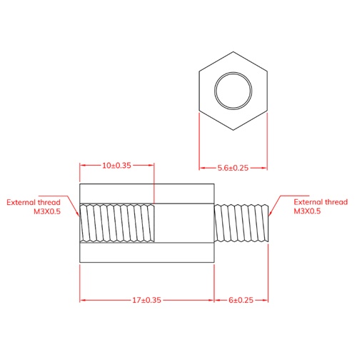 M3x17.0mm 六角雄ねじスペーサ(ナイロン/10個)【EA949XA-30】