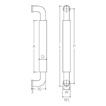 φ30mm/70x450mm O型ハンドル(鏡面/ホワイト)【EA951HA-203】