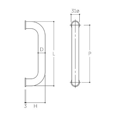 φ25mm/70x600mm O型ハンドル(ヘアライン仕上げ)【EA951HA-3】