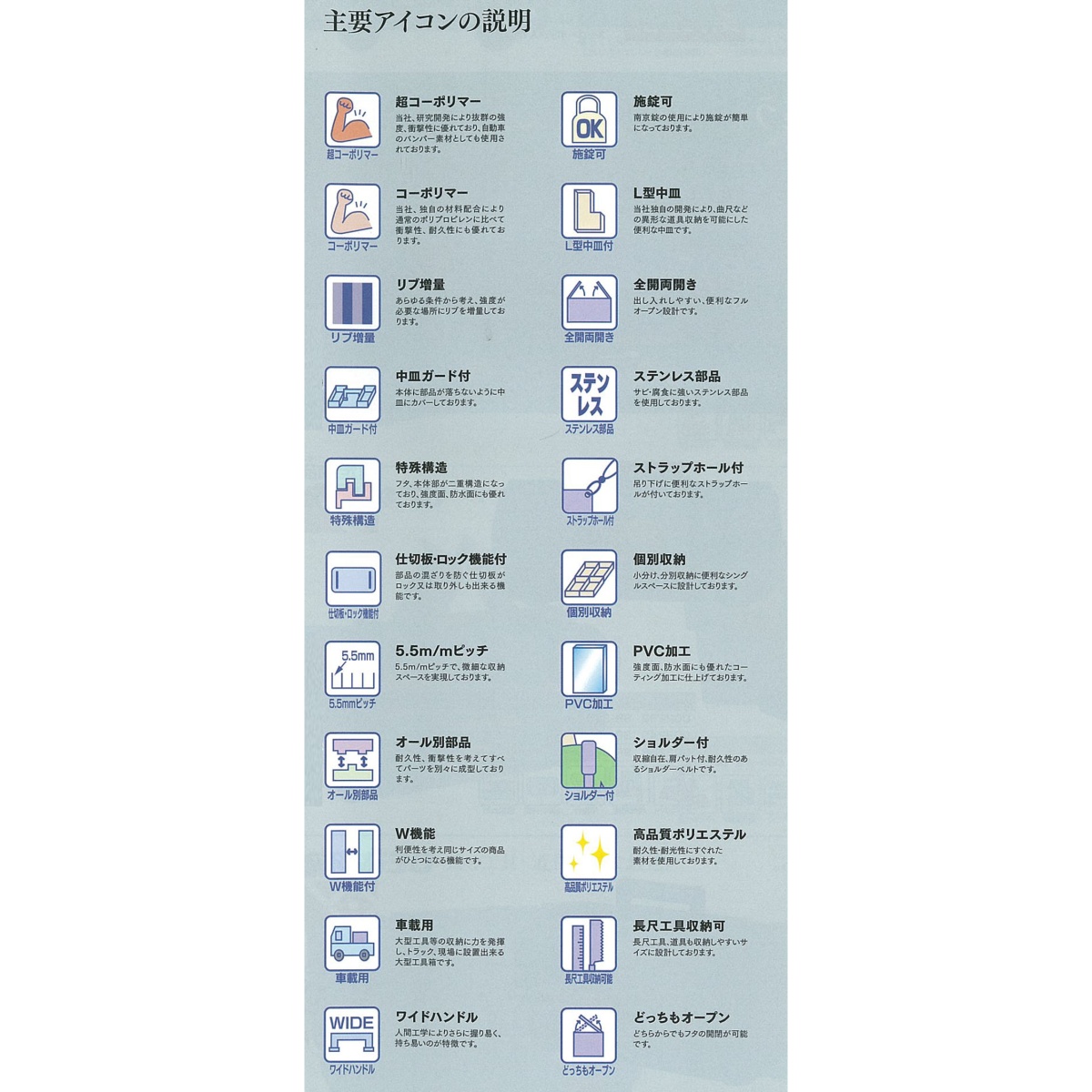925×615×530mm 収納ケース(樹脂製)【EA960AC-2】