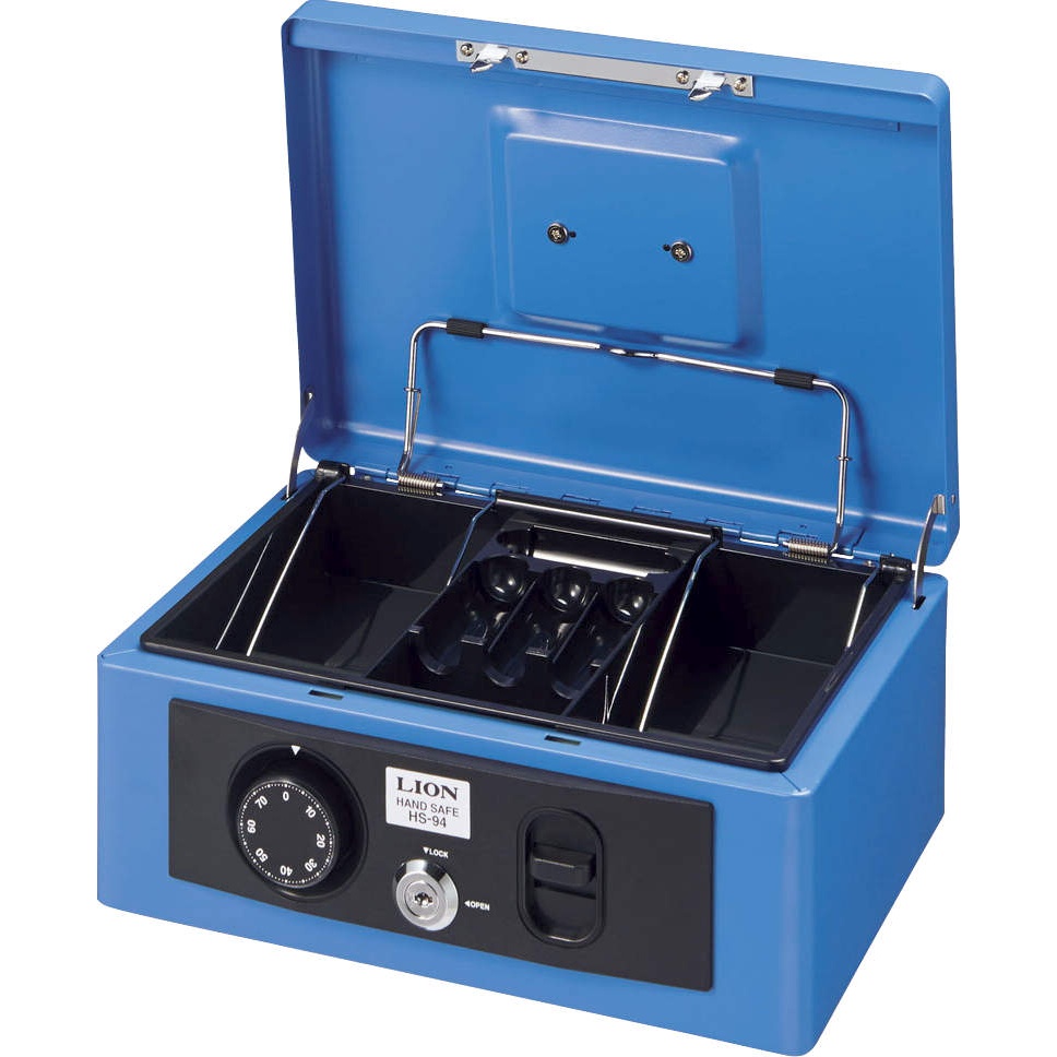 272×209×118mm 手提げ金庫(ブルー)【EA961KA-4】