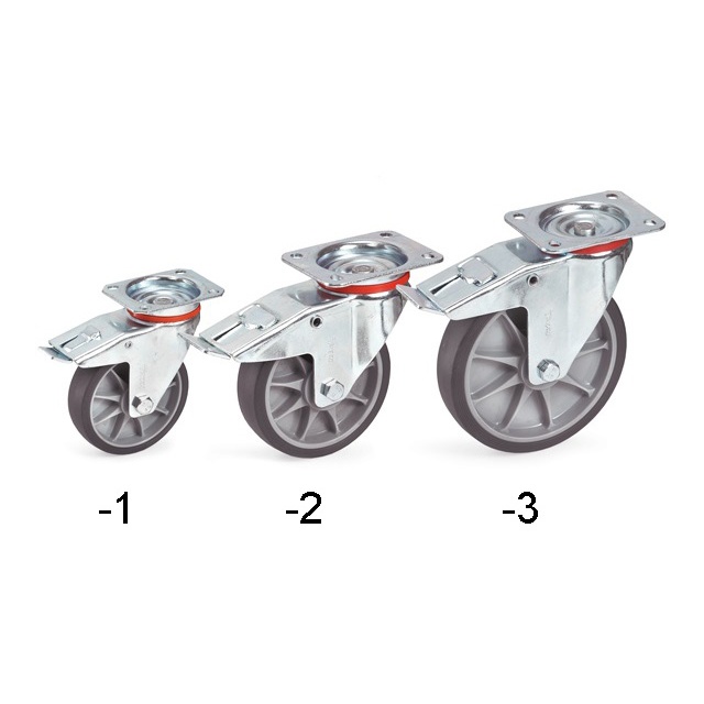 160mm キャスター(自在・カバー・後輪ブレーキ付)【EA986PD-2】