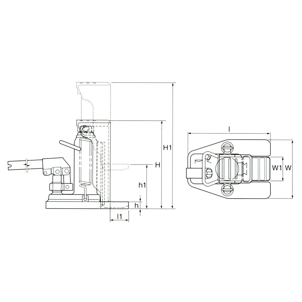 2.0ton/19-132mm 爪付ジャッキ(リターンスプリング付)【EA993LX-2】