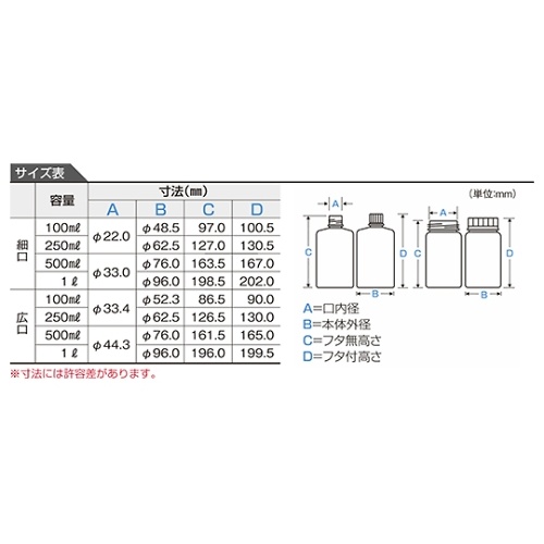 PC製テクノボトル (広口)1L 1本【10-0814-55】