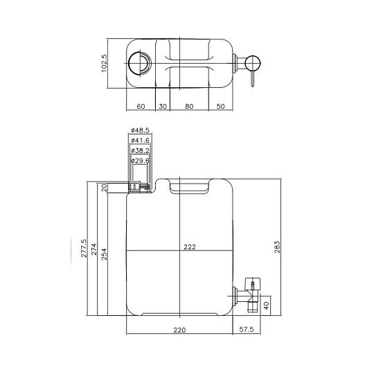 レバーコック付瓶 平角缶(1ケロ)5L【10-5207-55】