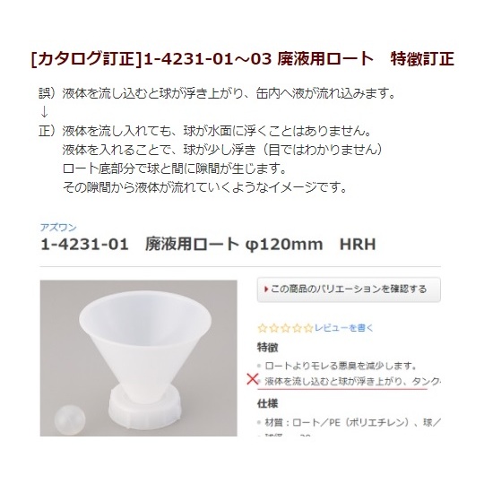 廃液用ロート HRHV【1-4231-03】